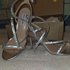 Steve Madden Glittering Silver Strappy Heels